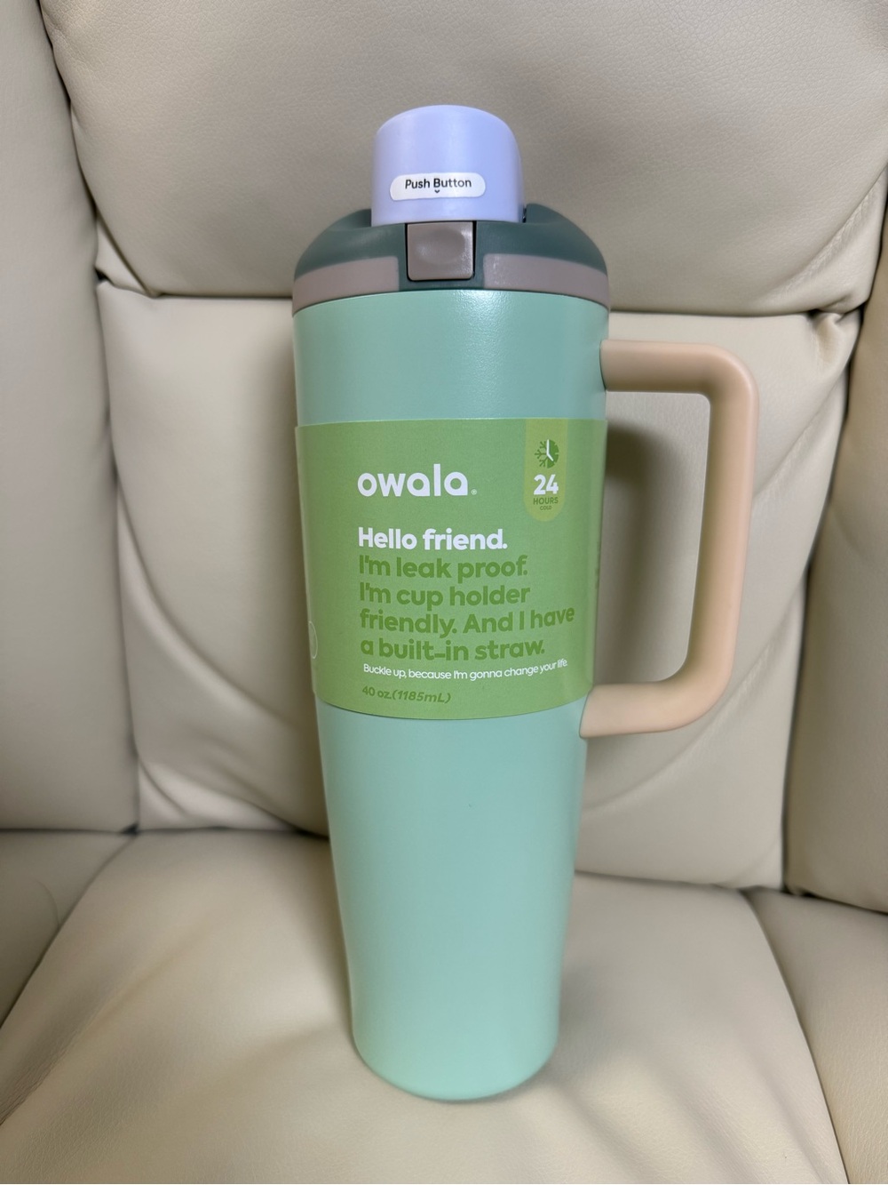 Owala Mint Green Travel Mug with Handle and Built-In Straw ***NEW***